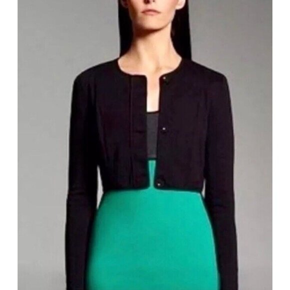 Narcisco Rodriguez Design Nation Woman's Sz L Black Cropped Bolero Jacket - Picture 1 of 10